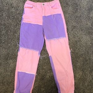 Lightly used Shein color patch jeans.